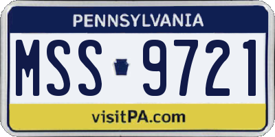 PA license plate MSS9721