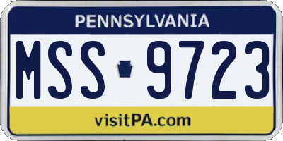 PA license plate MSS9723