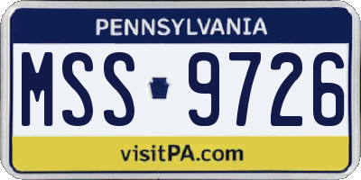 PA license plate MSS9726