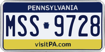 PA license plate MSS9728