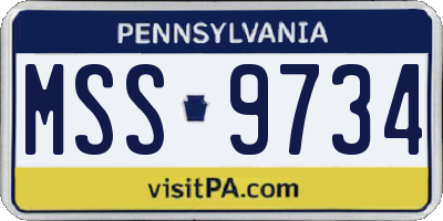 PA license plate MSS9734