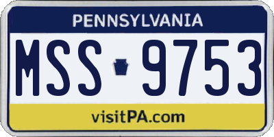 PA license plate MSS9753