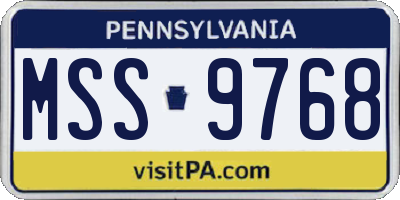PA license plate MSS9768
