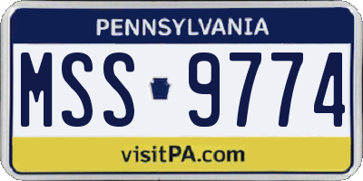 PA license plate MSS9774