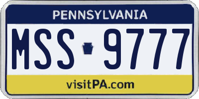 PA license plate MSS9777