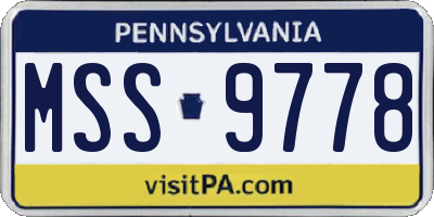 PA license plate MSS9778