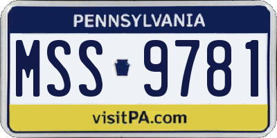 PA license plate MSS9781