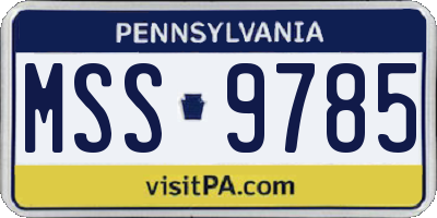 PA license plate MSS9785