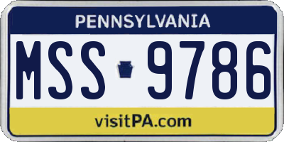 PA license plate MSS9786