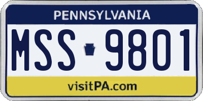 PA license plate MSS9801
