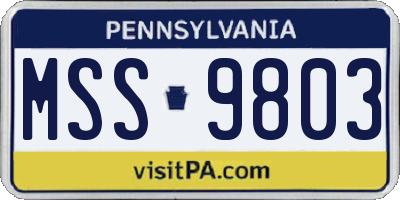 PA license plate MSS9803