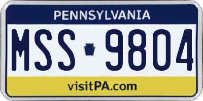 PA license plate MSS9804