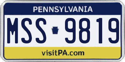 PA license plate MSS9819