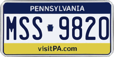 PA license plate MSS9820