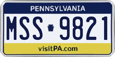 PA license plate MSS9821