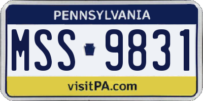 PA license plate MSS9831