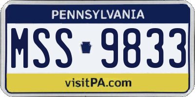 PA license plate MSS9833