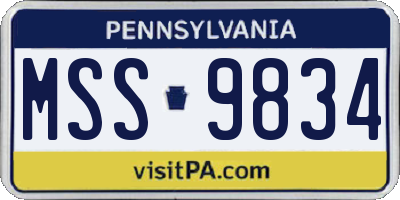 PA license plate MSS9834