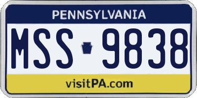PA license plate MSS9838