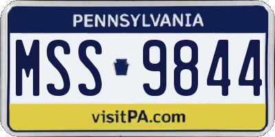 PA license plate MSS9844