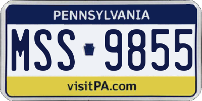 PA license plate MSS9855