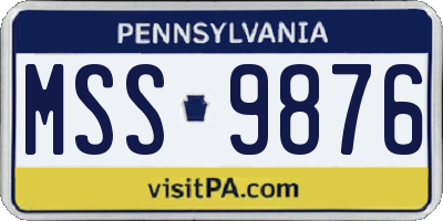 PA license plate MSS9876