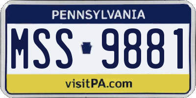 PA license plate MSS9881