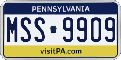 PA license plate MSS9909