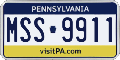 PA license plate MSS9911