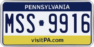 PA license plate MSS9916