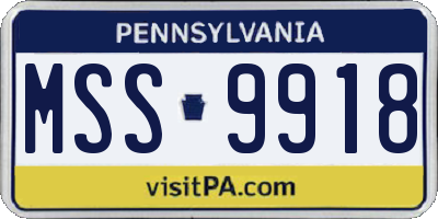 PA license plate MSS9918