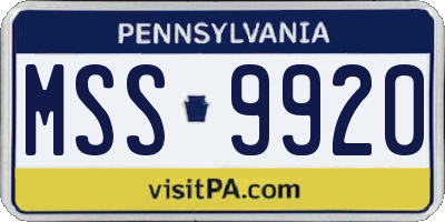 PA license plate MSS9920