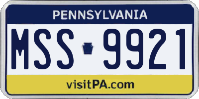 PA license plate MSS9921
