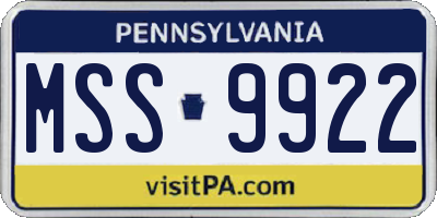 PA license plate MSS9922