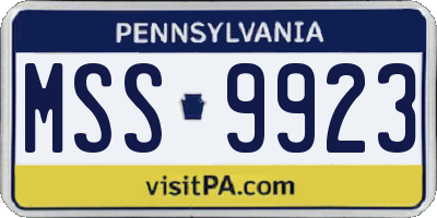PA license plate MSS9923