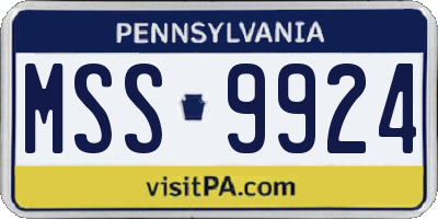 PA license plate MSS9924