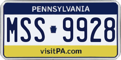 PA license plate MSS9928