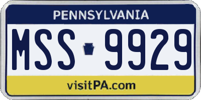 PA license plate MSS9929