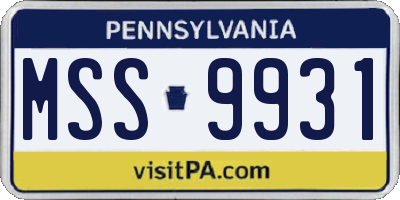 PA license plate MSS9931