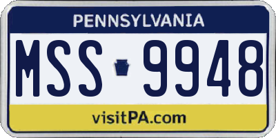 PA license plate MSS9948