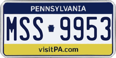 PA license plate MSS9953
