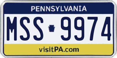 PA license plate MSS9974