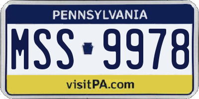 PA license plate MSS9978