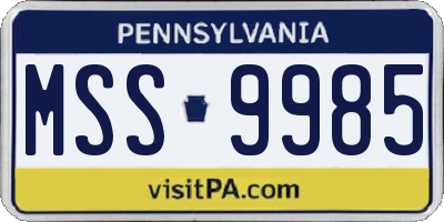 PA license plate MSS9985