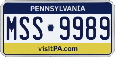 PA license plate MSS9989