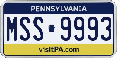 PA license plate MSS9993