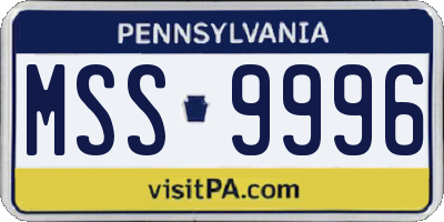 PA license plate MSS9996