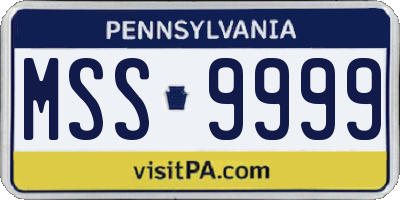 PA license plate MSS9999