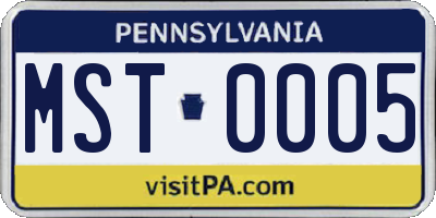 PA license plate MST0005