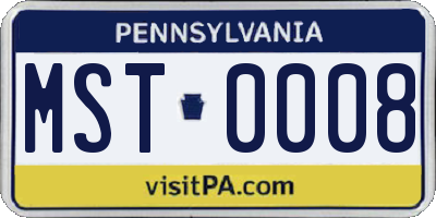 PA license plate MST0008